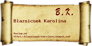 Blazsicsek Karolina névjegykártya